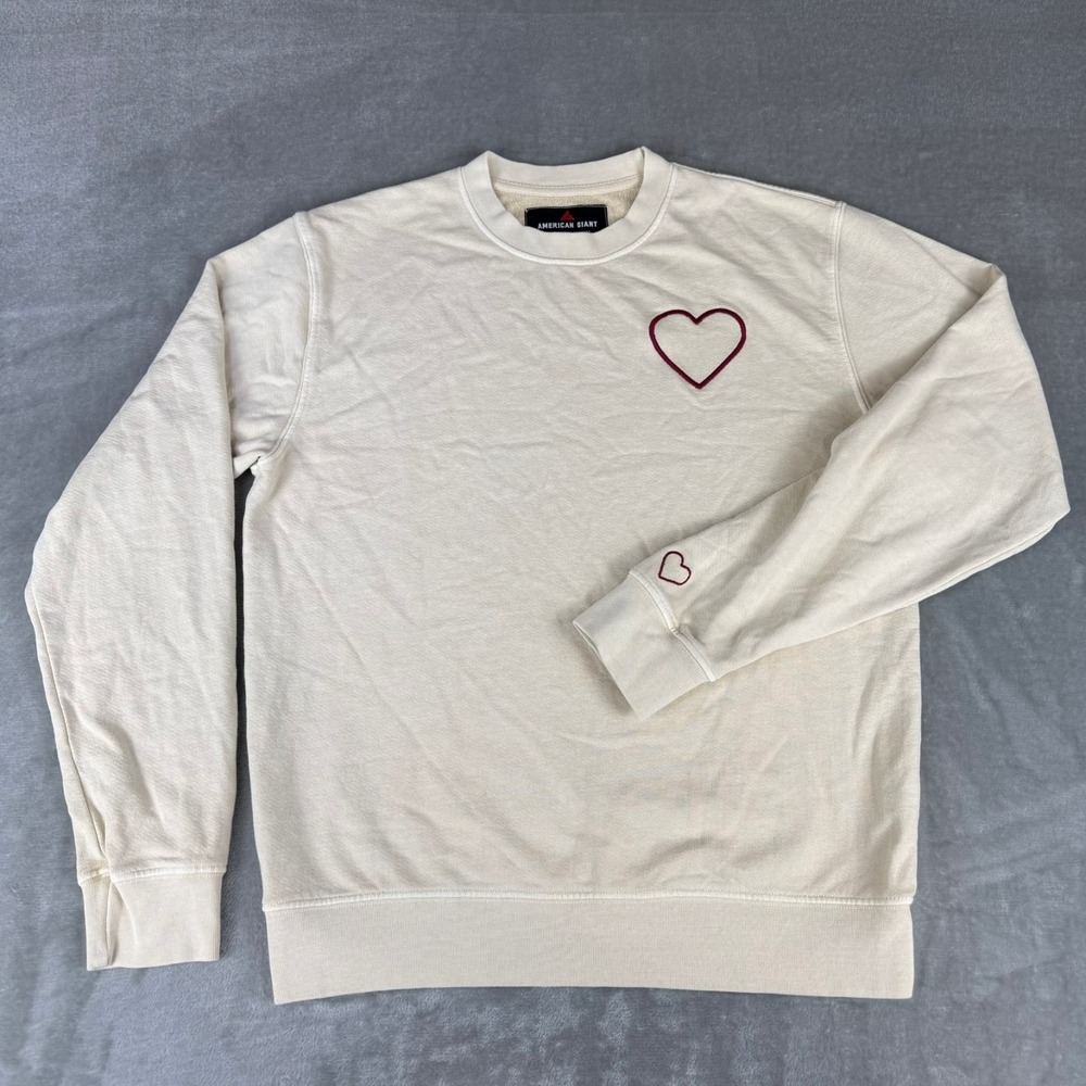 American Giant French Terry Sweatshirt Mens XS Ivory Valentines $100 USA NWOT